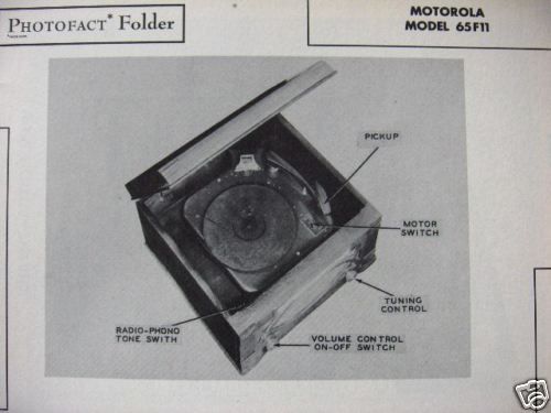 MOTOROLA 65F11 PHONOGRAPH   RADIO COMBO PHOTOFACT