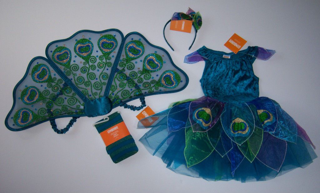 NWT Gymboree Peacock Costume 2T 3/3T Wings Headband & Tights Set