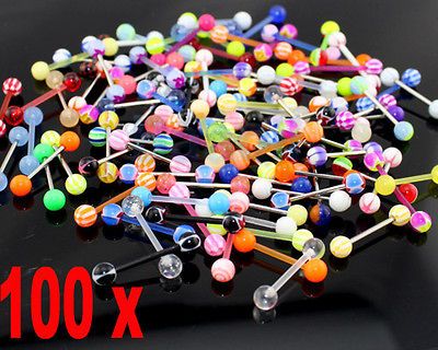 Lot 100 Different Premium Tongue Bars Rings Wholesale Body Jewellery 