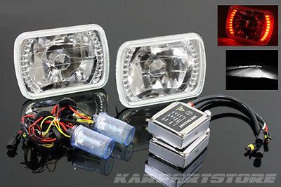 6000K WHITE H4 HI LOW HID/7X6 H6014/H6052/H6​054 RED LED HEADLIGHTS 