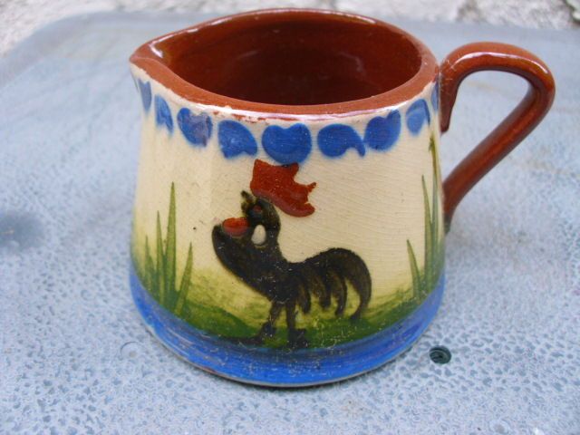 Vintage Torquay Motto Ware Mini Cream Pitcher Jug w Rooster 1000 