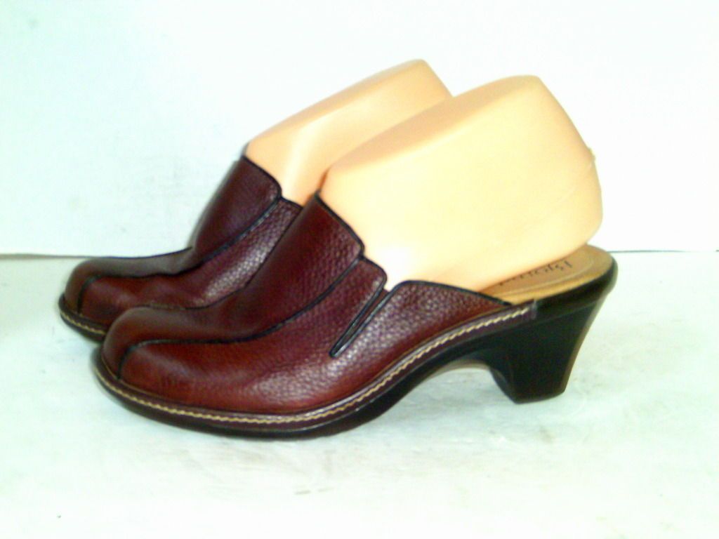 Bjorndal by Born Brown Leather Slip On Mule Wedge 6 1/2 M EUC CUTE 