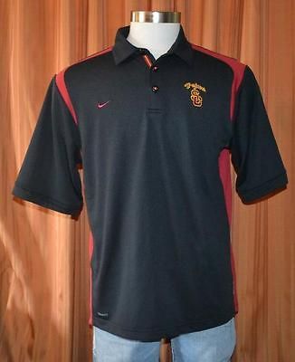 NIKE FIT DRY SC USC TROJANS SHORT SLEEVE BLACK RED GOLF POLO SHIRT 