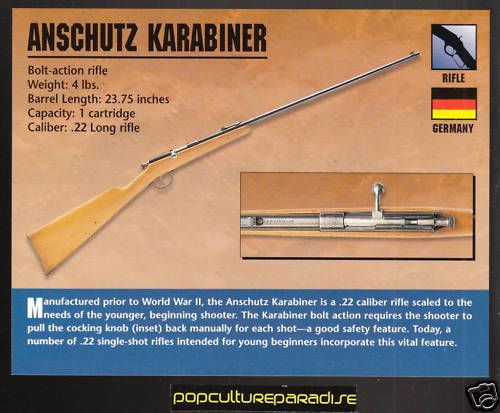 anschutz karabiner 22 rifle atlas classic firearm card from canada