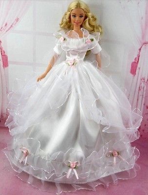 Fashion Handmake Princess Wedding Party Dress Grows For Barbie with 