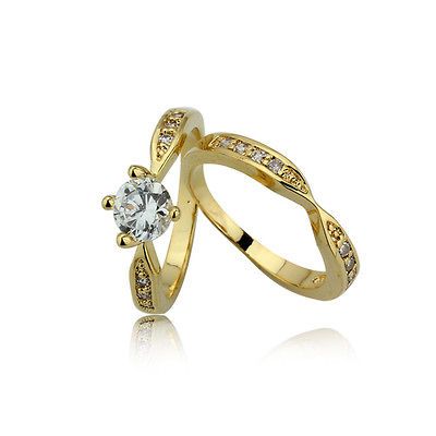   40CTW BRILLIANT CZ ENGAGEMENT SOLITAIRE WEDDING 18K RING SET#301