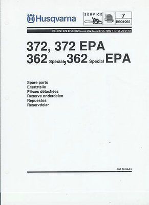 Husky 372/372 EPA/362 Spec./362Spec. EPA, Chain Saw Parts List 