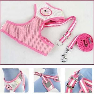 Dog Cat Pet Adjustable Soft Safety Harness Mesh With Pulling Lead 