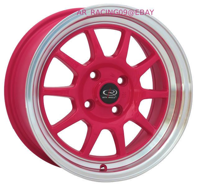 15 ROTA WHEELS RIMS GT3 PINK 15x7 4x100 +40 FIT CRX CIVIC EG EK EM 