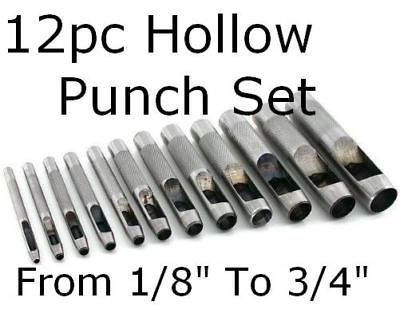 12pc h duty hollow leather hole gasket punch set belt