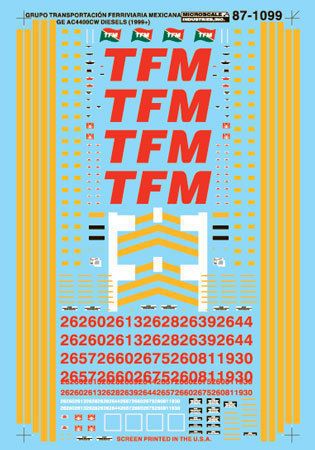 Microscale Decal N #60 1099 Transportacio​n Ferroviaria Mexicana 