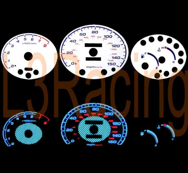 Fit For 97 99 Hyunda Tiburon w/Tach Reverse White El Glow Gauge