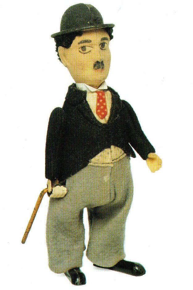 Museum Postcard antique FELT DOLL CHARLOT.Made in Germany by SCHUCO 