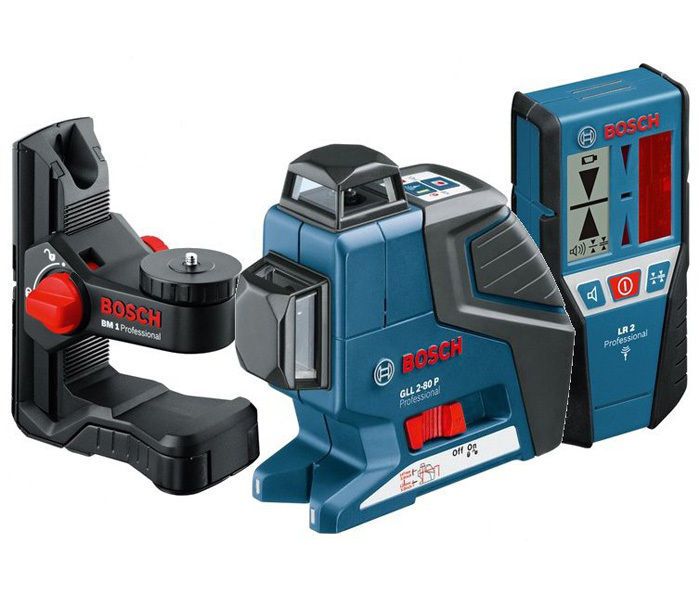 Bosch GLL2 80P + BM1 + LR2 Line Laser + Wall Mount + Receiver