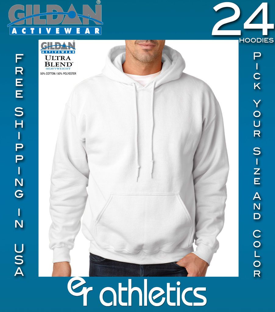 24 GILDAN Mens Heavy Blend Hooded Sweatshirt Hoodie S M L XL Bulk Lot 