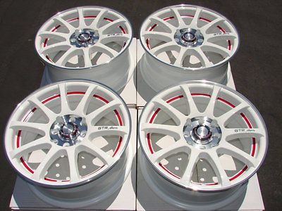 17 4x114.3 4x100 White Neon Effect Wheels Civic Integra Miata Accord 4 