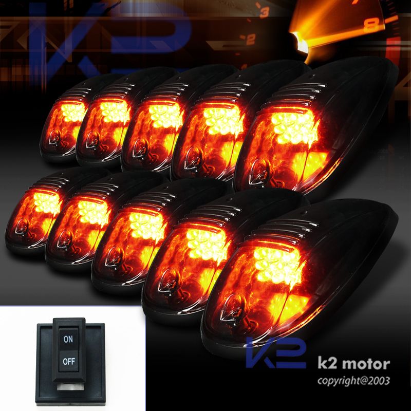 10PCS CAB TRUCK VAN ​SUV SMOKED LENS LED ROOF TOP MARKER RUNNING 