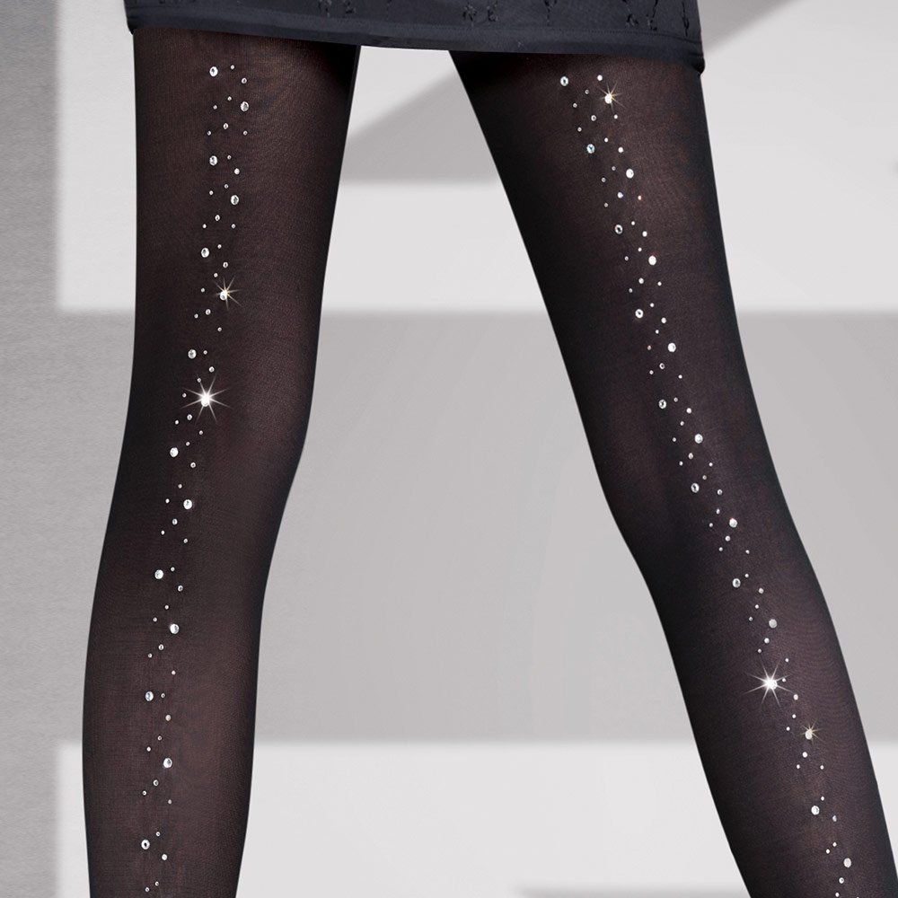 Aristoc Swarovski Backseam Tights   Black/Crystal Color   S/M and M/L 