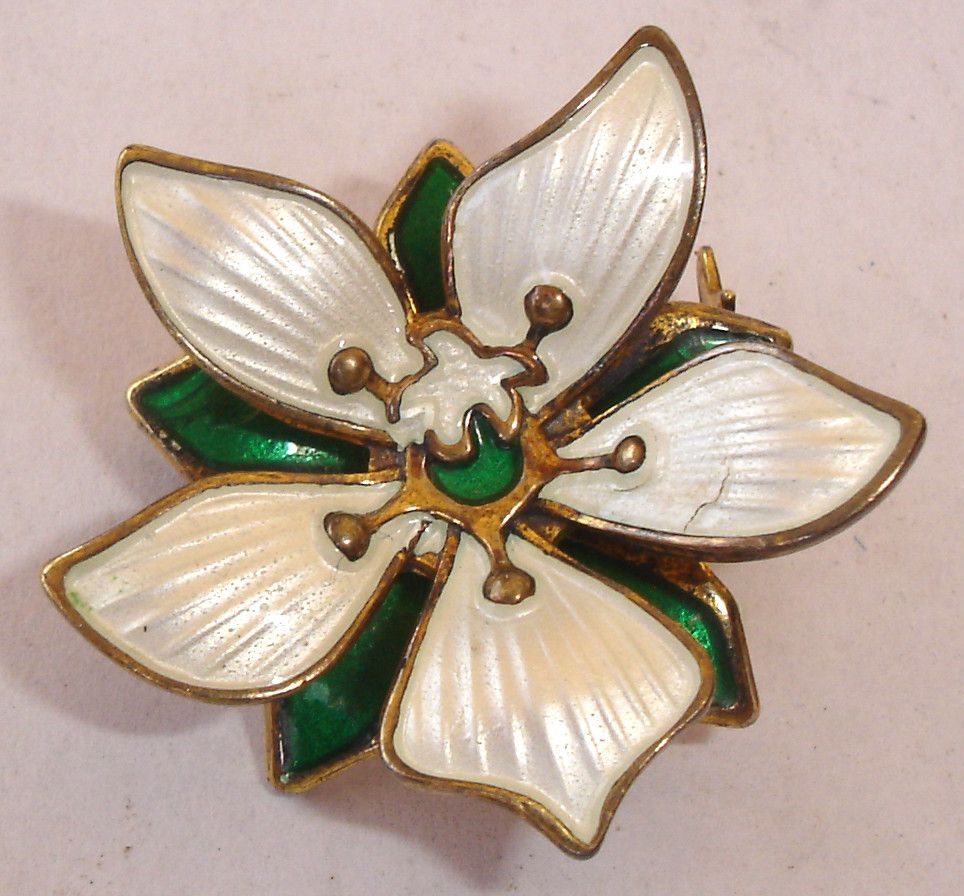    Sterling Silver 3 D Vermeil Flower Pin Brooch David Andersen D A