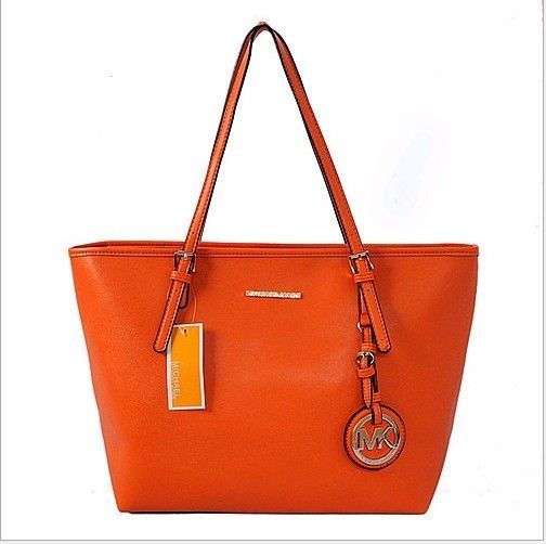 New Michael Kors E W Signature Tote Handbag Monogrammed Orange Free 