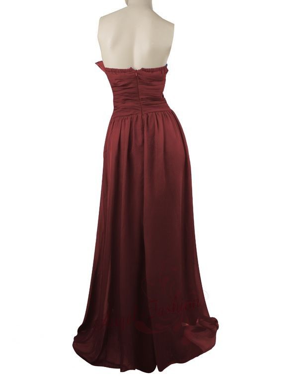 Sexy Bead Big Bow Ruffle Strapless Evenind Dresses 18 Burgundy