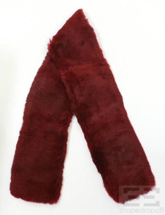 Adrienne Landau Burgundy Rabbit Fur Scarf