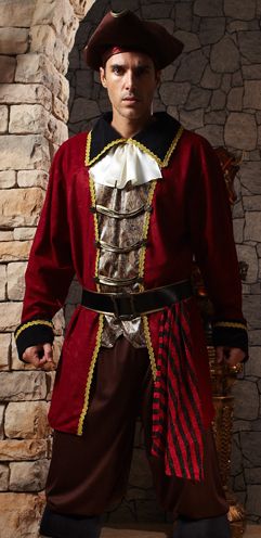 Adult Pirate Captain Hook Mens Halloween Costume Small