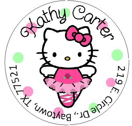 Hello Kitty Ballerina Round Return Address Labels