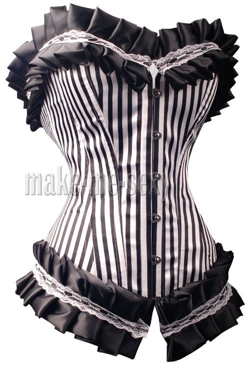   CORSET Gothic Stripes S 2XL Bustier plastic bones Lingerie, Costume