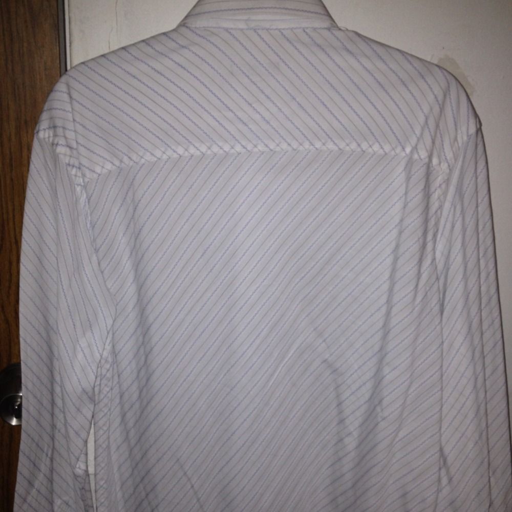 Alfani Men Shirt White with Stripes Blue