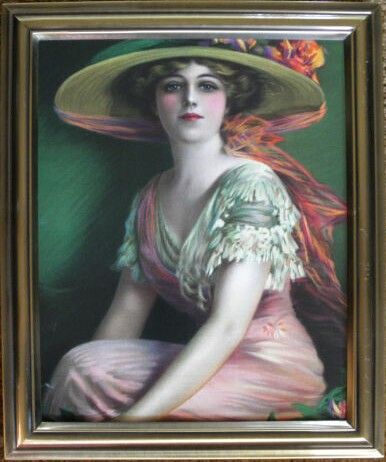 ALLAN GILBERT Victorian FRAMED Print Art   FLAPPER GIRL LADY