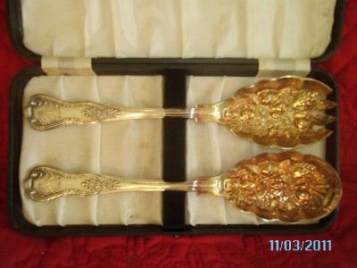 SHEFFIELD Serving Set Fork & Spoon King Pattern Berry Server Set Orig 