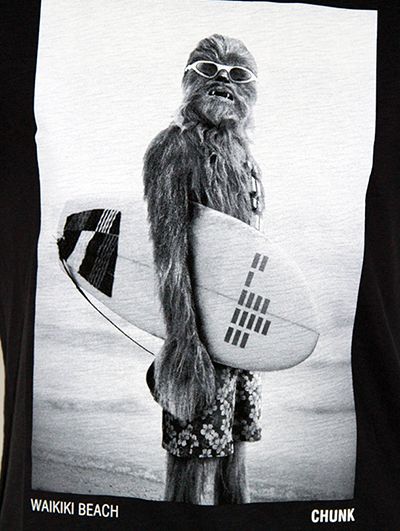 CHUNK Star Wars Waikiki Beach Chewie Surfer Print T Shirt   Grey