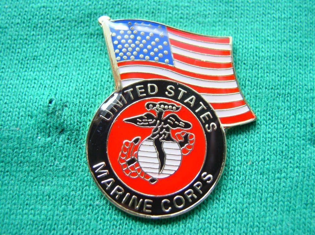 American Flag US Marines Corp Military Shirt Lapel Pin
