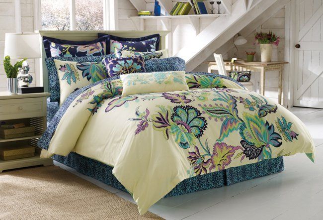 AMY BUTLER MORNING BLOSSOM YELLOW BLUE Queen Full Duvet Cover Set 