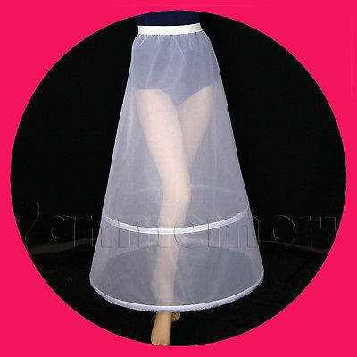 White A Line 2 Hoop Wedding Dress Petticoat Underskirt Skirt Bridal 