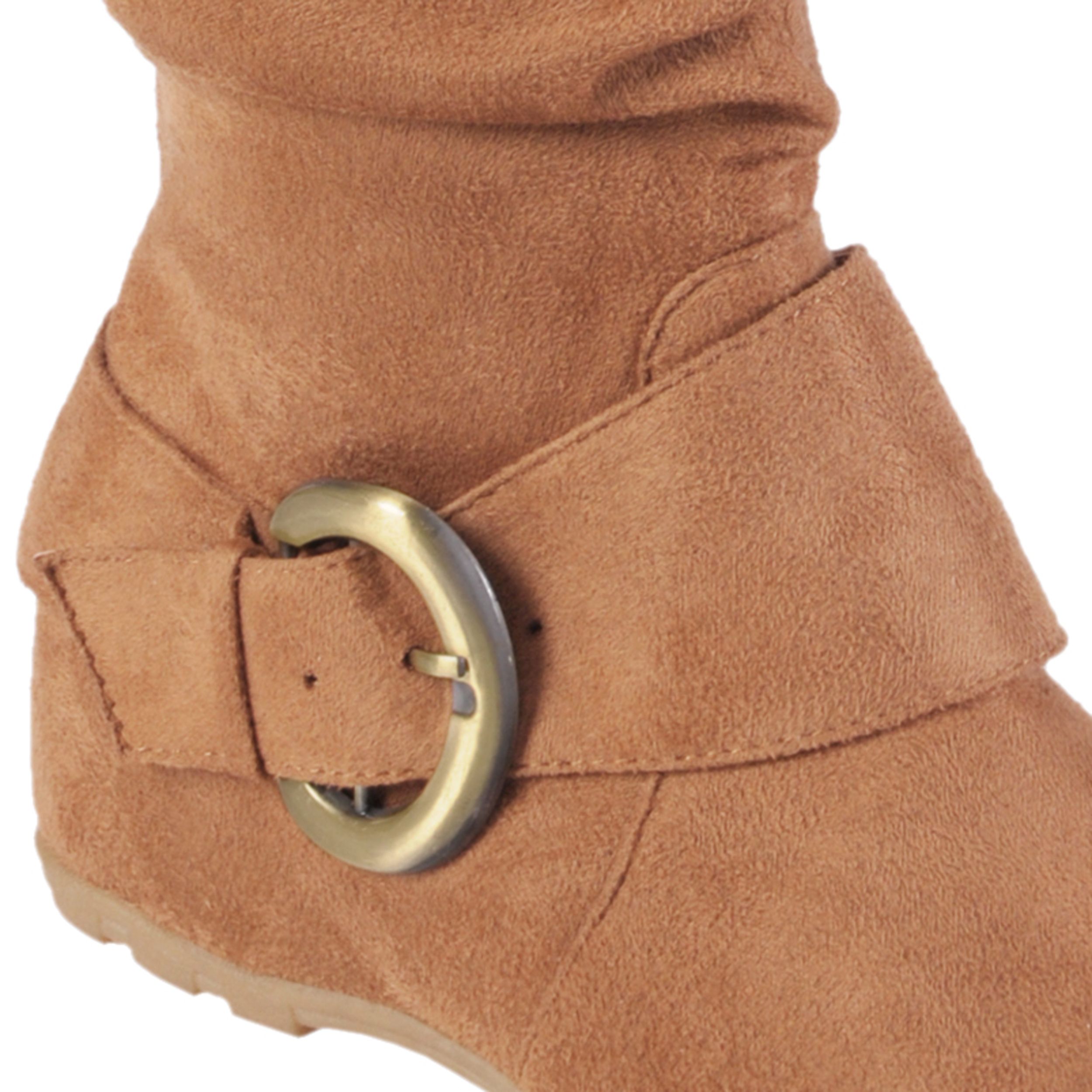 Anne Michelle by Journee Womens Buckle Accent Slouchy Mid Calf Boots 