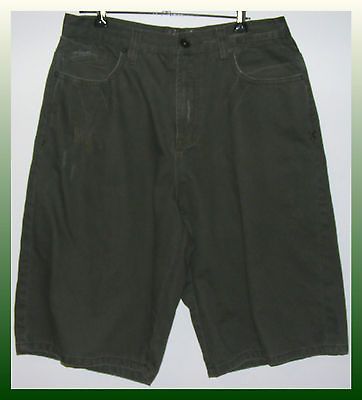 mens teens billabong dark green denim long shorts size 32