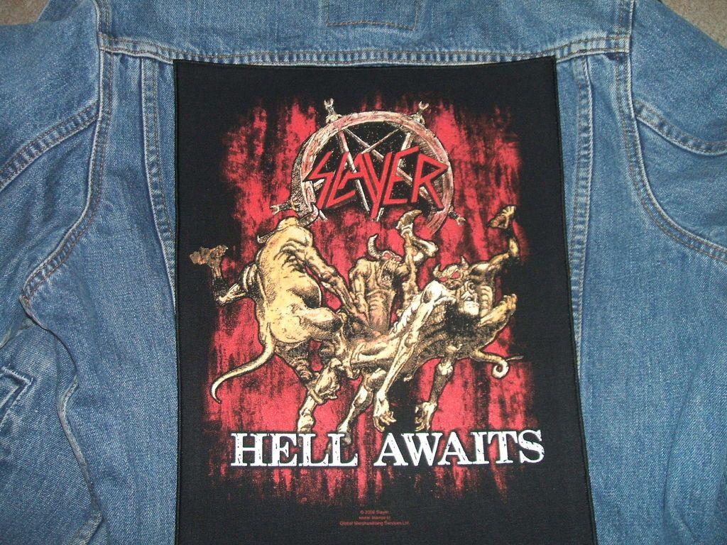 SLAYER / HELL AWAITS / BACK PATCH / LARGE / HEAVY METAL BIKER