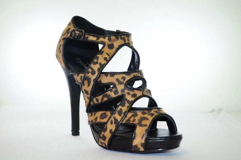 Styluxe Women Leopard Print Cut Out Strappy Bootie Cake