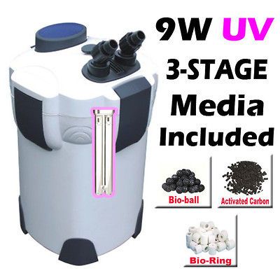 aquarium 3 stage canister filter 9w uv sterilizer time left