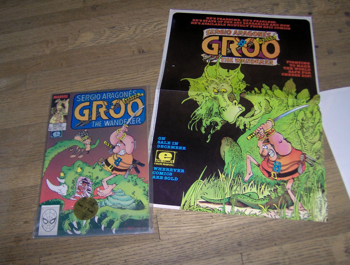 SERGIO ARAGONES GROO THE WANDERER RARE POSTER EPIC FROM MARVEL FOLDED 