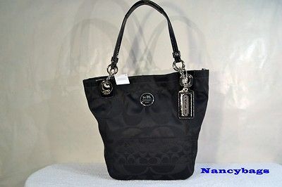 NWT Coach 20864M Alex Signature Sateen Shoulder Bag Tote (Black)