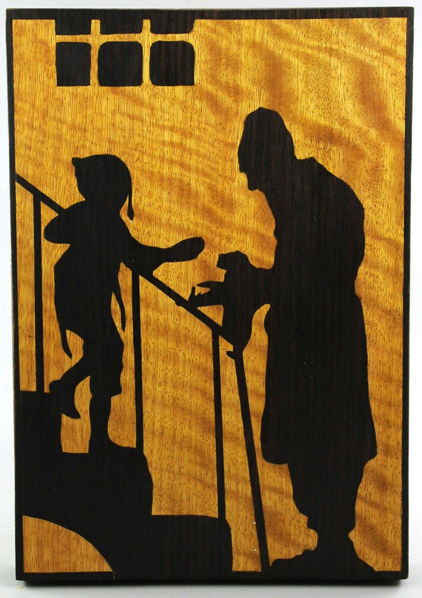 Judaica Biclical Silhouette on Board Bezalel Gur Arie