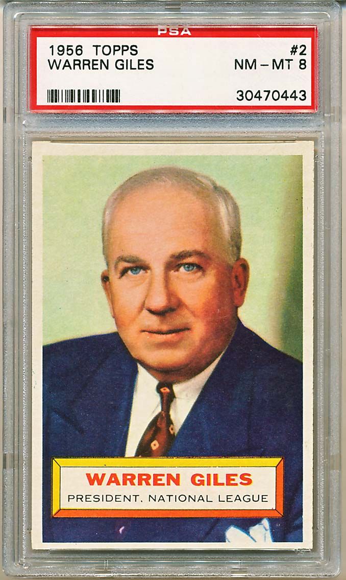 1956 topps 2 giles rc psa 8