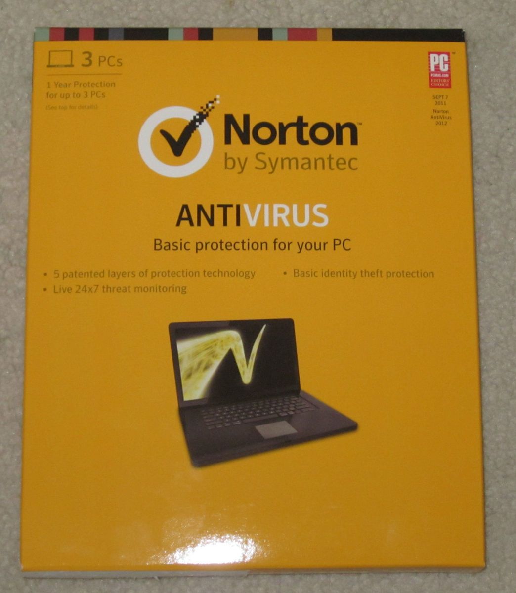   Genuine Retail Norton Antivirus 2013 Antispyware 3 Pcs 1 Year