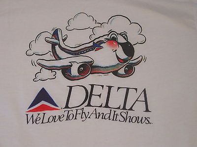 vintage DELTA Airlines  CHUBBY JETS  Medium T Shirt Air Lines Ad 