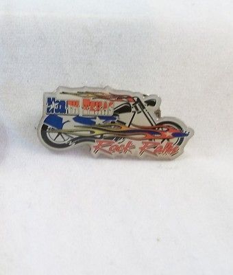   Rock Rally Motorcycle Enameled Hat Lapel Vest Pin Pinback Chopper