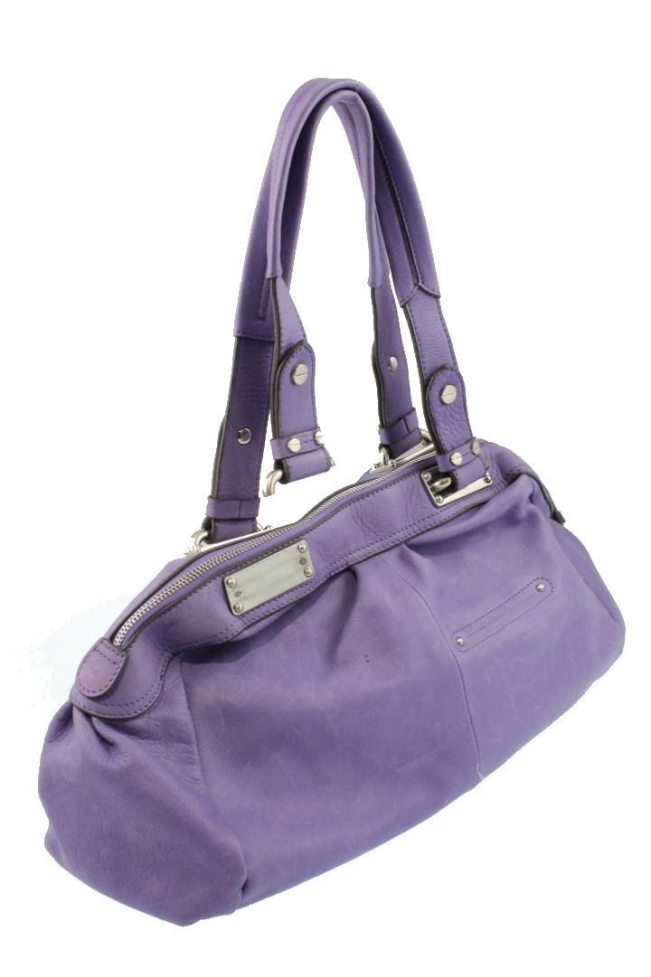 Makowsky New Purple Leather Front Pouch Shoulder Satchel Handbag 