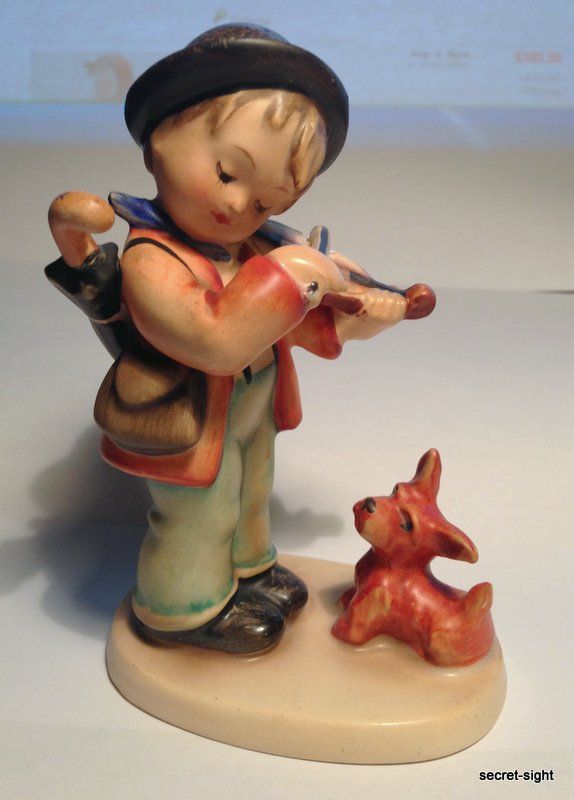 RARE Hummel Puppy Love 1 TMK1 Little Violinist Boy w Dog Figurine 1935 